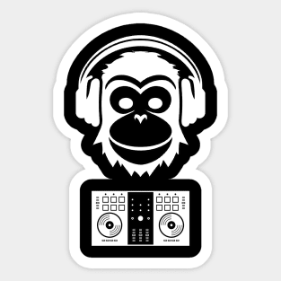 black and white smart dj monkey Sticker